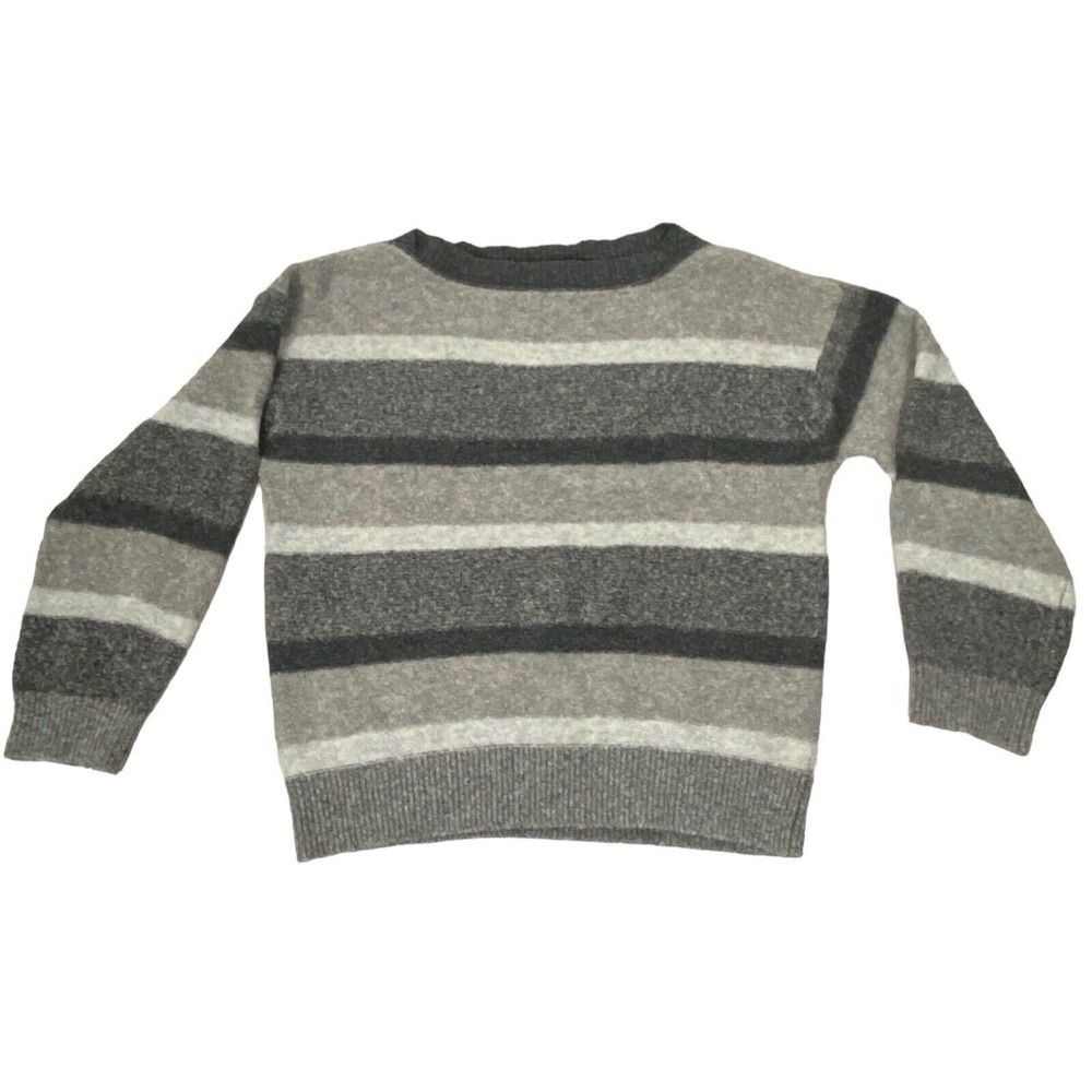 MAGASCHONI Women Wool Blend Long Sleeve Striped Pullover Sweater Sz L Gray 37-15